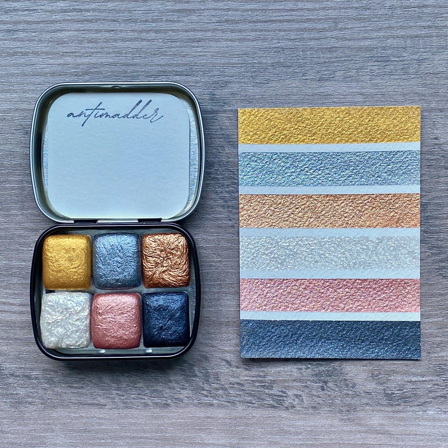 Mixed Metals - Set of 6 Watercolors
